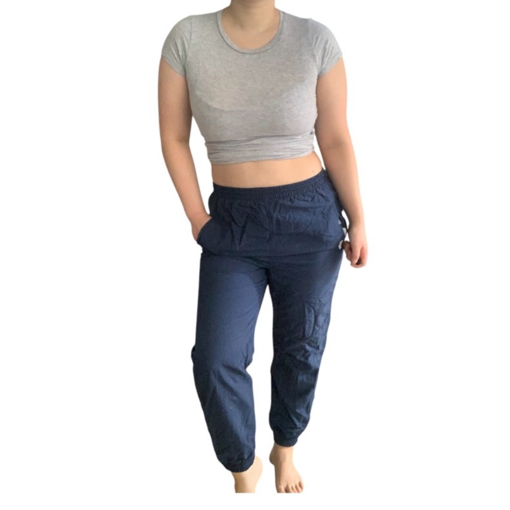 Vintage 90s Women (Unisex) Fisco Athletic Windbreaker Joggers Tie Strings Blue